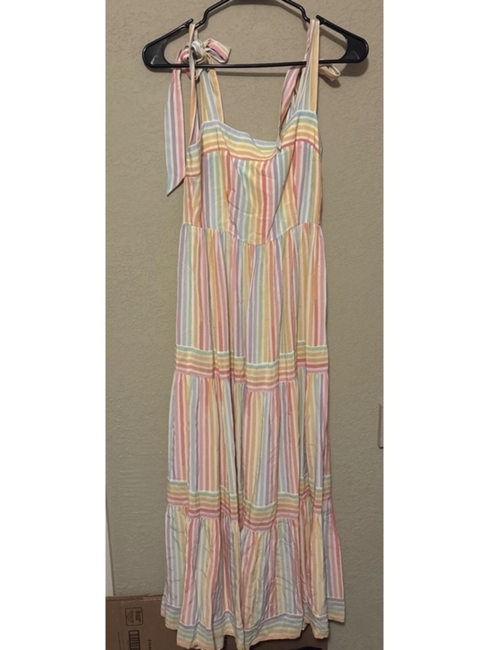 Yumi Kim Rainbow Striped Maxi Dress with Tie Straps Size 0